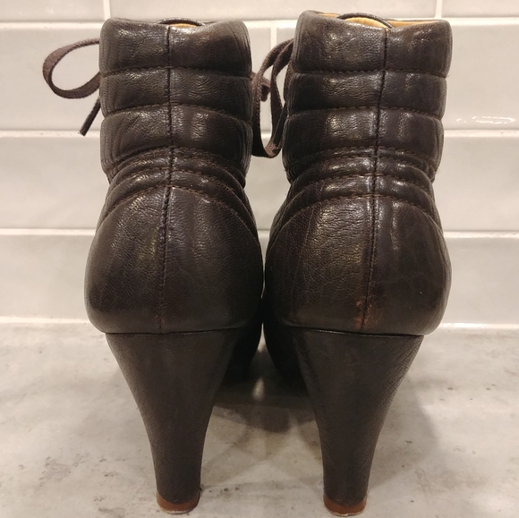 Chie Mihara Keiti Dark Brown Leather Womens 38 Lace Up Ankle Boots Made in Spain - Picture 3 of 16